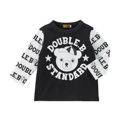 新品 [ミキハウス] ミキハウスダブルビー 長袖Ｔシャツ ロゴ くま 日本製 男の子 女の子 ベビー キッズ 子供服 通園 通学 61-5202-680 130cm 黒