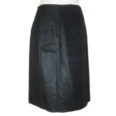 プラダ PRADA 2011 ツイードスカート ひざ丈 タイト バージンウール 36 日本サイズXS相当 黒 ブラック /X