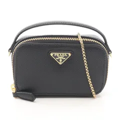 プラダ PRADA ショルダーバッグ サフィアーノトライアングル ミニポーチ 1NR025QHHF0002 ブラック サフィアーノレザー ミニショルダーバッグ レディース 新品