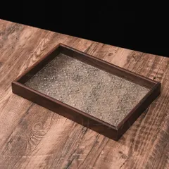 トレー ガラス 矩形 トレイ 木製 お盆 シノワ?レトロ おしゃれ インテリア 小物入れ 茶道具 急須受台 急須置き ガラス ティートレー お家カ