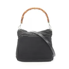グッチ GUCCI ショルダーバッグ バンブー 000 8509 ブラック キャンバス レザー バンブー 2wayショルダー レディース Used B