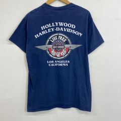 Harley Davidson ハーレー ダビッドソン ポケット Tシャツ 半袖 両面プリント 古着 VINTAGE バイク モーターサイクル コットン M ネイビー系 C503