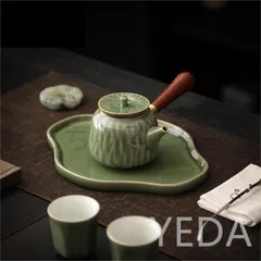 美しい陶磁器急須セラミックバブル急須家庭用レトロサイドハンドル長柄急須カンフー茶器のサムネイル