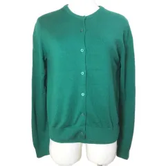 ユニクロ UNIQLO 25SS UVカットクルーネックアンサンブルニット カーディガン セーター プルオーバー 半袖 長袖 コットンレーヨン M 緑 グリーン /X