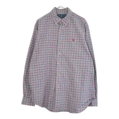 90年代 Polo by Ralph Lauren ポロ ラルフローレン ボタンダウン 長袖シャツ チェック マルチカラー(メンズ L)中古 古着 X5098