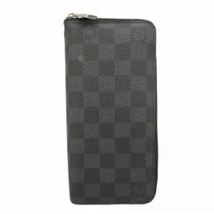 【6cb1744】ルイヴィトン 長財布 ダミエ・グラフィット ジッピーウォレットヴェルティカル N63095  グレー ブラック【中古】メンズ