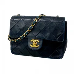 【6cb1797】シャネル ショルダーバッグ ミニマトラッセ ラムスキン ブラック ゴールド金具【中古】レディース