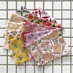 インド ブロックプリント生地 ミニカットクロス10枚セットvol.039 暖色系 ファブリック はぎれ IF0144 フラワー 花柄