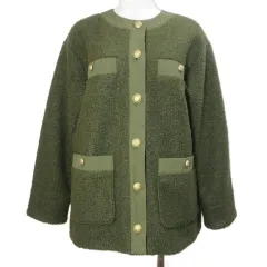 クリーコンフォルト crie conforto 22AW プードルボアジャケット 254FAT30-097H ノーカラー 金ボタン S カーキ /X