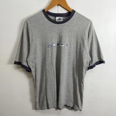 90s adidas アディダス リンガー Tシャツ 古着 VINTAGE ストリート 半袖 両面プリント M グレー系 C509