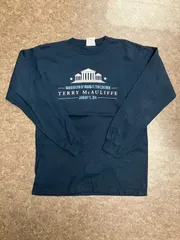 ロゴプリント 長袖Tシャツ ネイビー M US古着