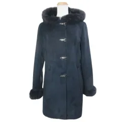 エニィスィス エニシス anySiS フェイクムートンコート ラビットファー 2WAYフード 3 L相当 紺 ネイビー /X
