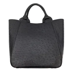 レディース ハンドバッグ レザー オーストリッチ ブラック