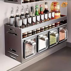 新品未使用品】ガングレー壁掛けキッチンオーガナイザー、フック4個