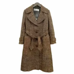 ピエールカルダン Pierre Cardin ツイード チェスターコート ロングコート リボンベルト ブラウン系のサムネイル