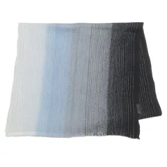 アルマーニ コレツィオーニ ARMANI COLLEZIONI ストール マフラー ウールシルク グラデーション フリンジ ホワイト ブルー グレー ブラック /X