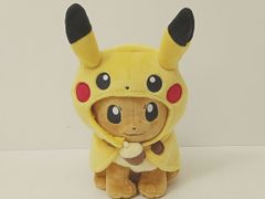 포켓몬 Pok<!-이용 불가 문자-!>mon 포켓몬 센터 한정 피카츄 판초의 이브이 FAN OF PIKACHU & EIEVUI 봉제인형 중고 [MB-6764]