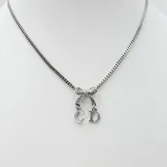 Christian Dior（クリスチャンディオール）CDロゴ リボン ネックレス シルバーカラー ラインストーン 42cm アクセサリー