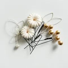 〔590〕卒業式髪飾り　ヘッドドレス　ヘアピン　水引ピン　白　シンプル　ホワイト　和装　袴　着物