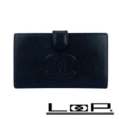 シャネル ■美品■ 二つ折り長財布 ウォレット がま口 ココマーク キャビアスキン ブラック ゴールド 箱 【587306】7