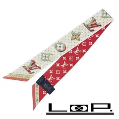 ルイヴィトン ■美品■ バンドーBB ツイリー スカーフ ファッション シルク レッド ホワイト マルチカラー M79965 箱 【581588】7