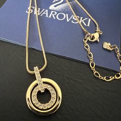 SWAROVSKI サークルネックレス シルバー 二重リングデザイン - メルカリ
