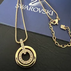 スワロフスキー   Swarovski  ゴールドダブルサークル  ペンダント