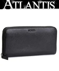 プラダ PRADA ラウンドファスナー 長財布 ロゴ サフィアーノレザー 黒 【70399】