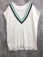 美品 AMERICAN HOLIC アメリカンホリック Vネック オーバーサイズ ライン ニット ベスト sizeM/オフホワイト ■◇レディース