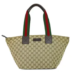 本物 グッチ GUCCI シェリーライン GGキャンバス トートバッグ ハンドバッグ ベージュ 131230 Shelly Line バッグ 中古・
