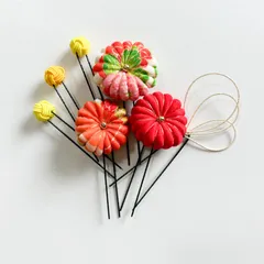 〔594〕卒業式　七五三　髪飾り　ヘッドドレス　ヘッドアクセ　和装　レトロ　ハーフ成人式　カラフル　黄色　赤　オレンジ