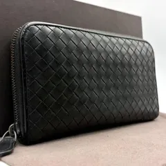 x67 ボッテガヴェネタ　長財布　イントレチャート　ブラック　ラウンドファスナー　Bottega Veneta