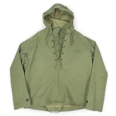 米軍実物 US.NAVY 40s 40年代 N-2 レインパーカー アノラック 稀少 ミリタリー USN USA ヴィンテージ アメリカ軍 古着 メンズ パーカー プルオーバージャケット オリーブグリーン SMALL【中古】
