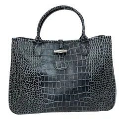 LONGCHAMP(ロンシャン) トートバッグ ロゾ ダークネイビー×ネイビー 型押し加工 レザー