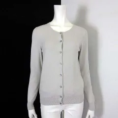 ユニクロ UNIQLO UVカット クルーネック カーディガン ニット マシンウォッシャブル 長袖 M グレー