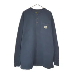 Carhartt カーハート ヘンリーネック 長袖ポケットＴシャツ ネイビー(メンズ L)中古 古着 X5123