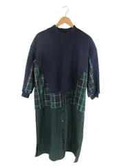スミスタイル SUM1 STYLE コンビ ワンピース シャツ スウェット レイヤード風 長袖 ロング チェック マルチカラー サイズF QQQ