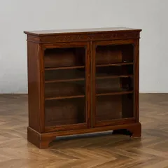 ブックケース・カップボード イギリス マホガニー 英国 クラシック ブックケース オーク 飾り棚 ガラス ディスプレイ キャビネット シェルフ 本棚 食器棚 木製 木製 収納 #97676
