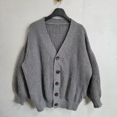 レディース グレー Vネック ニット オーバーサイズ カーディガン F JJ246