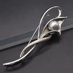 R350 本真珠 8.5mm珠 パール SILVER刻印 ブローチ デザイン シルバー コサージュ 6月誕生石