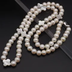 R063 淡水真珠 パール シェル SILVER TOP ~~刻印 ネックレス クローバー デザイン シルバー 6月誕生石