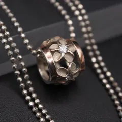 Q817 ハワイアンジュエリー 925 ITALY刻印 ペンダント ネックレス プルメリア バレル ダイヤモンド風 デザイン シルバー