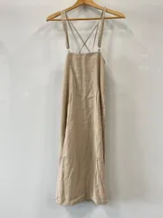 ピA542⚫︎Lowrys farm⚫︎ローリーズファーム⚫︎キャミソール⚫︎ワンピース⚫︎ロング⚫︎フレア⚫︎レディース⚫︎両側ポケット有り⚫︎sizeF⚫︎ベージュ