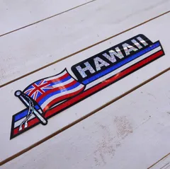 ★ハワイ直輸入★HAWAII ホログラム ステッカー／ハワイ州旗／キラキラ／横長／大きめサイズ 30㎝