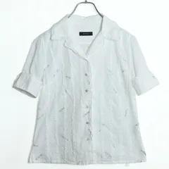 インゲボルグ INGEBORG★半袖ブラウス ピコフリル ターナップ 前開き ギャザー サイズS 系 z18689