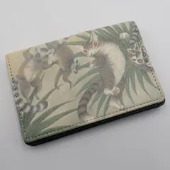 送料無料 わちふぃーるど WACHIFIELD ART COLLECTION カードケース 名刺入れ 猫 ワオキツネザル レザー グリーン 雑貨#15949のサムネイル