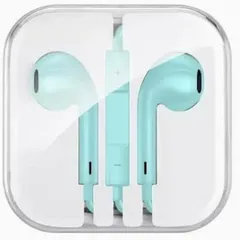 DearJapan 無地・デコ用 イヤホン 有線イヤホン 3.5mmジャック HIFI音質 音量調整 重低音 マイク付き 通話可能 (ミント,  3.5mm)