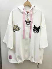 GALFY × Sanrio ガルフィー クロミ ボンディング半袖パーカー 刺繍 ホワイト XL