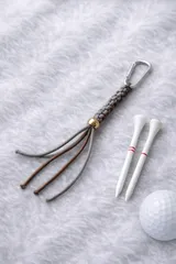 【 ゴルフティーホルダー 】ハンドメイド  グレー&ブラウン シルバー