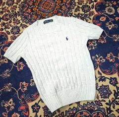 POLO RALPH LAUREN コットン ケーブル 半袖 ニット セーター